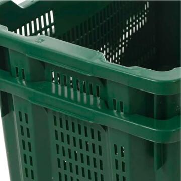 Cassetta Agricola Impilabile Aperta Rettangolare per Olive 40 lt - in Plastica Verde con Fondo Chiuso