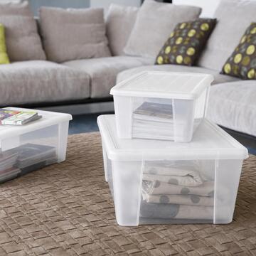 Scatola Contenitore Elegance Box XL 39x29 h14 cm in Plastica Trasparente - Cambio Stagione, Riponimento