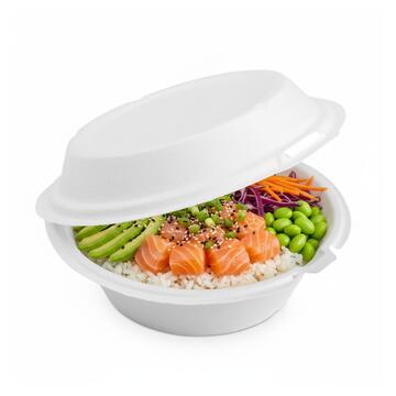 Confezione 50 pz Ciotola Conchiglia 600cc - d18,5 cm - Biodegradabile - per Asporto - Bowl Pokè, Insalata, Primi Piatti