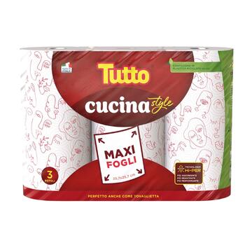 TuttoCucina Style 3 Rotoli Maxi Fogli 27,5x27,5 cm...