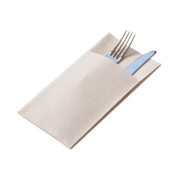 Confezione 50 Tovaglioli di Carta Monouso con Tasca per Posate - Sabbia effetto Lino