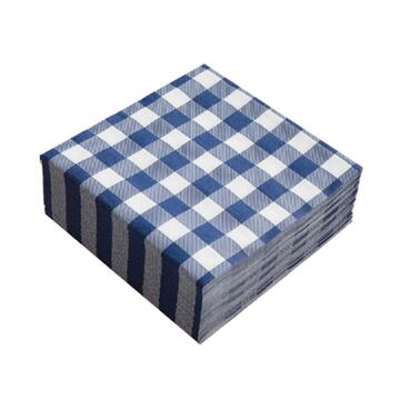 Confezione 40 Tovaglioli di Carta Monouso a Quadri 38x38 cm - Blu/Bianco