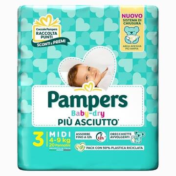 Pampers Pannolini Baby Dry taglia 3 midi 4-9 kg 21 pz