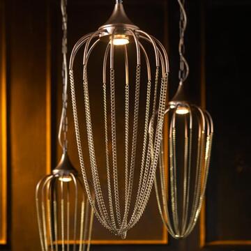 Lampadario a Sospensione Pepper con Catenine in Metallo Bronzo