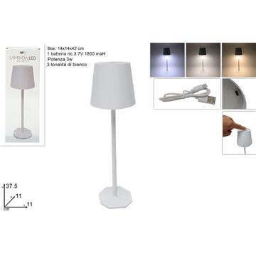 Lampada da Tavolo Bianca a 3 Modalità di Luce 3W ricaricabile USB Bianco