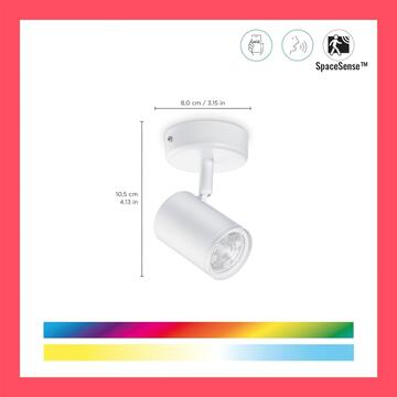 WiZ Faretto Bianco 1 Luce Smart, Wifi, Controllo Vocale, Luce Bianca o Colorata Dimmerabile