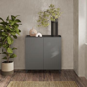 Madia 2 Ante Moderna Tray Ardesia/Piombo con Gambe in Metallo