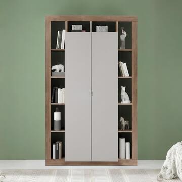 Colonna Moderna 2 Ante Rimini Cashmere/Mercure 134x42 h217 cm con 12 Vani a Giorno