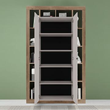 Colonna Moderna 2 Ante Rimini Cashmere/Mercure 134x42 h217 cm con 12 Vani a Giorno