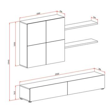 Parete attrezzata soggiorno Nox bianco/grigio - Marino Fa Mercato