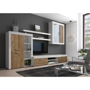 Parete soggiorno attrezzata Canberra bianco / marrone... - Marino Fa Mercato