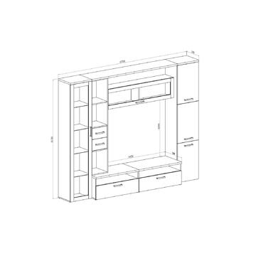 Parete da Soggiorno Hercules Noce/ Grigio Spatolato 270x213x37