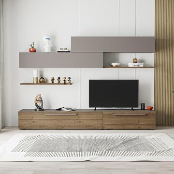 Parete Soggiorno Kombat Light Moka 260x220hx42cm - Marino Fa Mercato