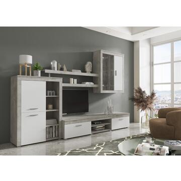 Parete Soggiorno Attrezzata Canberra Bianco Larice/Cemento... - Marino Fa Mercato