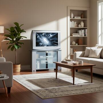 Mobile tv con ruote e 2 ripiani silver