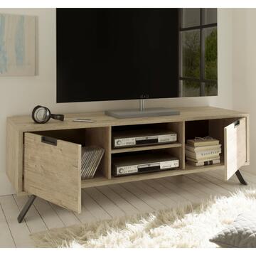 Mobile porta TV moderno Palma Sherwood 2 cassetti e ripiani, Made In Italy