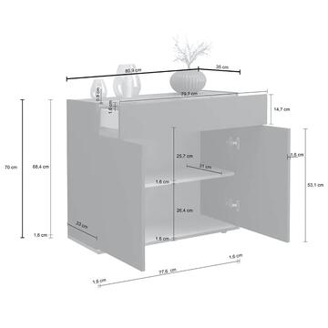 Credenza Garda 2 Ante + 1 Cassetto, L 80 cm, Bianco... - Marino Fa Mercato