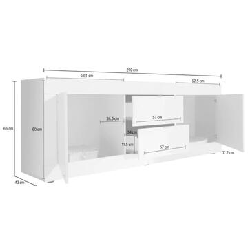 Madia Moderna Basic Porta TV 2 Ante + 2 Cassetti 210x43... - Marino Fa Mercato