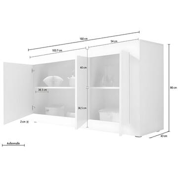 Madia Moderna Basic 3 Ante 160x43 h 86 cm, Made in... - Marino Fa Mercato