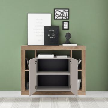 Madia Moderna 2 Ante Rimini Cashmere/Mercure 134x42 h102 cm con 5 Vani a Giorno