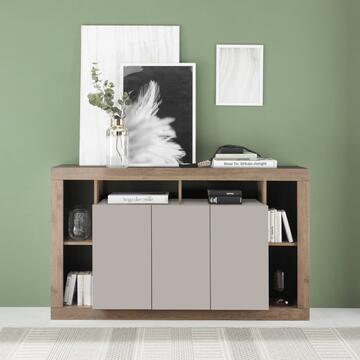 Madia Moderna 3 Ante Rimini Cashmere/Mercure 172x42 h102 cm con 6 Vani a Giorno