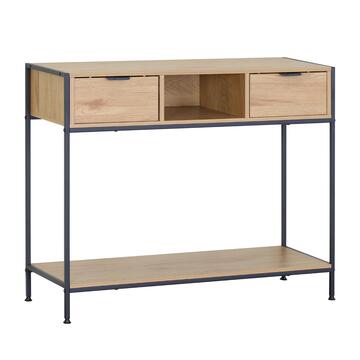 Console da Ingresso Betz 100x30 h80 cm Nera/Rovere con 2 Cassetti + 1 Vano