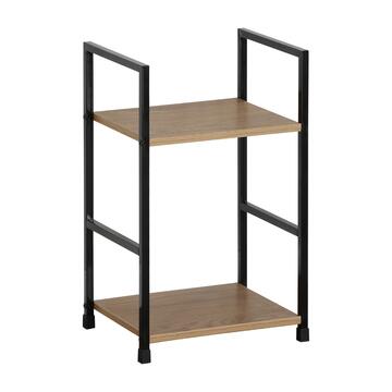 Mobiletto Multiuso Moderno Amany con 2 Ripiani - 30x24 h48 cm - Rovere/Nero - per Soggiorno, Cucina, Ufficio, Lavanderia