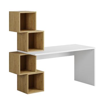 Scrivania Moderna Balance Bianca con Cubi Quercia 154xh73x60cm - Marino Fa Mercato