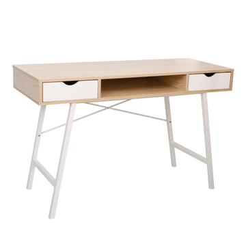 Scrivania per Computer - 120x76x48cm - con Struttura in Metallo e Piano in Melaminico - Rovere/Bianco