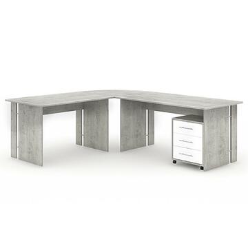 Scrivania Angolare Moderna Omega per Ufficio - 228x75x198 cm - Larice/Beton