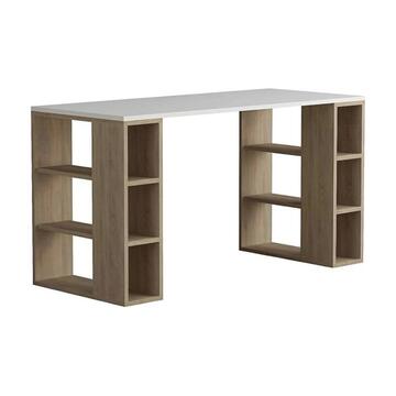 Scrivania Moderna Colmar Legno Quercia/Bianco con Libreria Integrata 140x75x60 cm