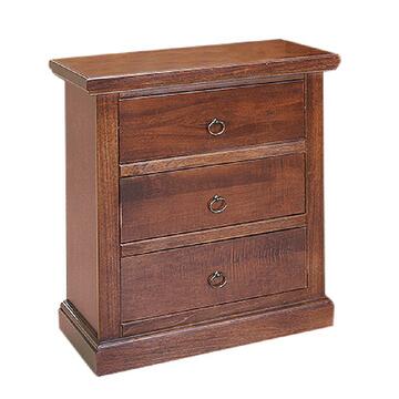 Comodino arte povera 3 cassetti in legno noce e maniglie in metallo Marino Fa Mercato