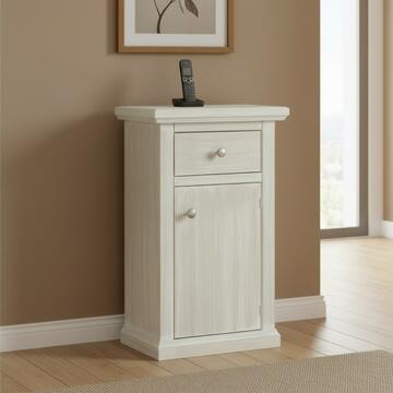 Mobiletto Porta Telefono 1 Anta + 1 Cassetto Seta Decapè - Arte Povera - 47x31 h78 cm - per Ingresso, Soggiorno, Camera da Letto - Made in Italy