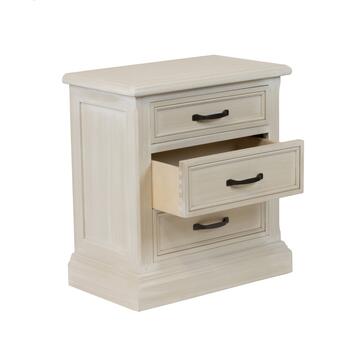 Comodino Classico in Legno Massello 3 Cassetti - Arte Povera - per Camera da Letto - 60x36 h66 cm - Seta - Made in Italy