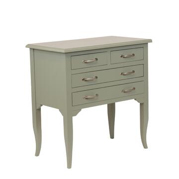 Comoncino Classico 4 Cassetti in Legno Massello - con Gambe a Sciabola - Arte Povera - 80x45 h81 cm - Verde - Made in Italy