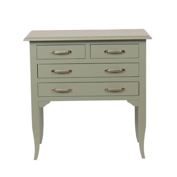 Comoncino Classico 4 Cassetti in Legno Massello - con Gambe a Sciabola - Arte Povera - 80x45 h81 cm - Verde - Made in Italy