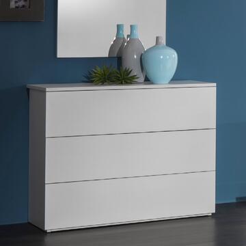 Cassettiera/Comò Moderno Easy - 3 Cassetti - 90x46 h80 cm - Camera da Letto - Bianco Frassino - Made in Italy