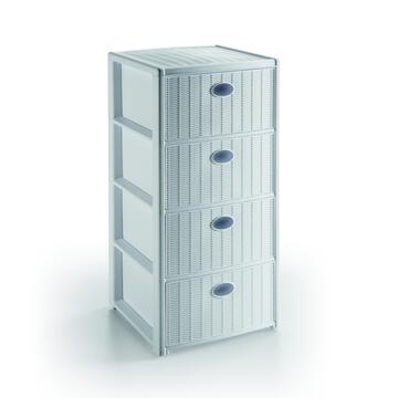 Cassettiera Elegance 4 cassetti in plastica bianca H80