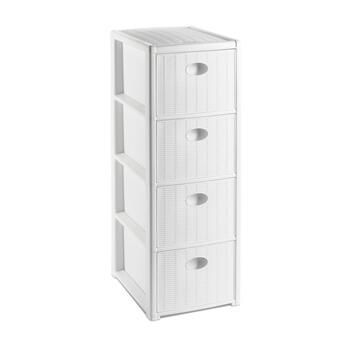 Cassettiera Elegance 4 cassetti in plastica bianca H80