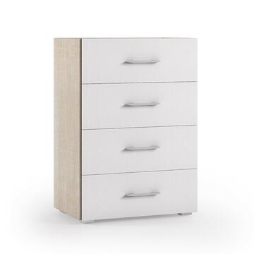 Cassettiera 4 cassetti finitura legno rovere/bianco 60x41 Terraneo