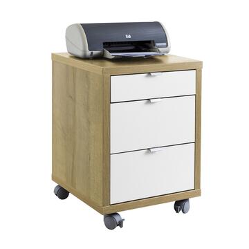 Cassettiera 3 Cassetti Legno Rovere/Bianco per ufficio