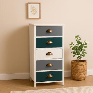 Cassettiera 5 Cassetti Colorati  40x29 h 89cm
