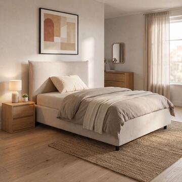 Letto Moderno da Una Piazza e Mezzo Line Beige 120x200 cm con Contenitore Marino Fa Mercato