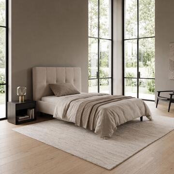 Letto Moderno da Una Piazza e Mezzo 120x190 cm Nello Beige con Testiera Trapuntata