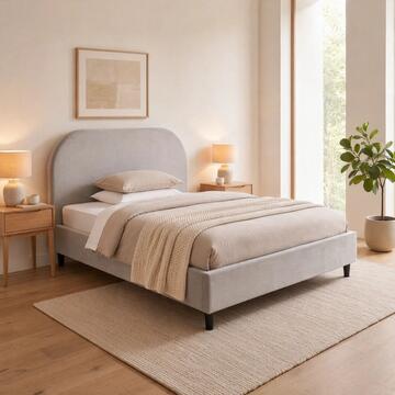 Letto Moderno da Una Piazza e Mezzo 120x190 cm Venus Grigio con Testiera Arcuata