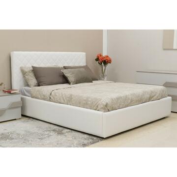 Letto matrimoniale con contenitore Facile in ecopelle bianco Marino Fa Mercato