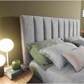 Letto Matrimoniale Moderno con Contenitore Gelso in Tessuto Melange Effetto Vellutato Salvaspazio