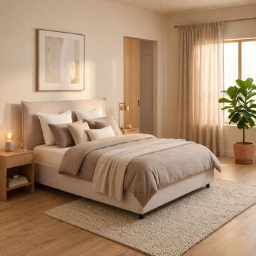 Letto Moderno Matrimoniale Line Beige 160x200 cm con Contenitore Marino Fa Mercato