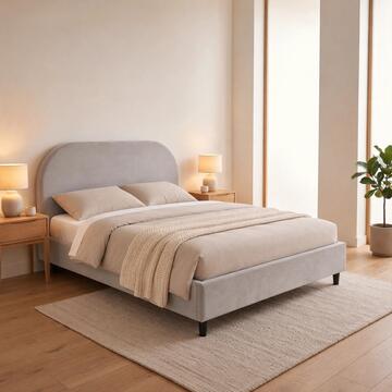 Letto Moderno Matrimoniale 160x190 cm Venus Grigio con Testiera Arcuata Marino Fa Mercato