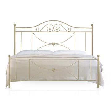Letto Classico Matrimoniale Isabel in Ferro Battuto 160x190 cm - Avorio/Oro